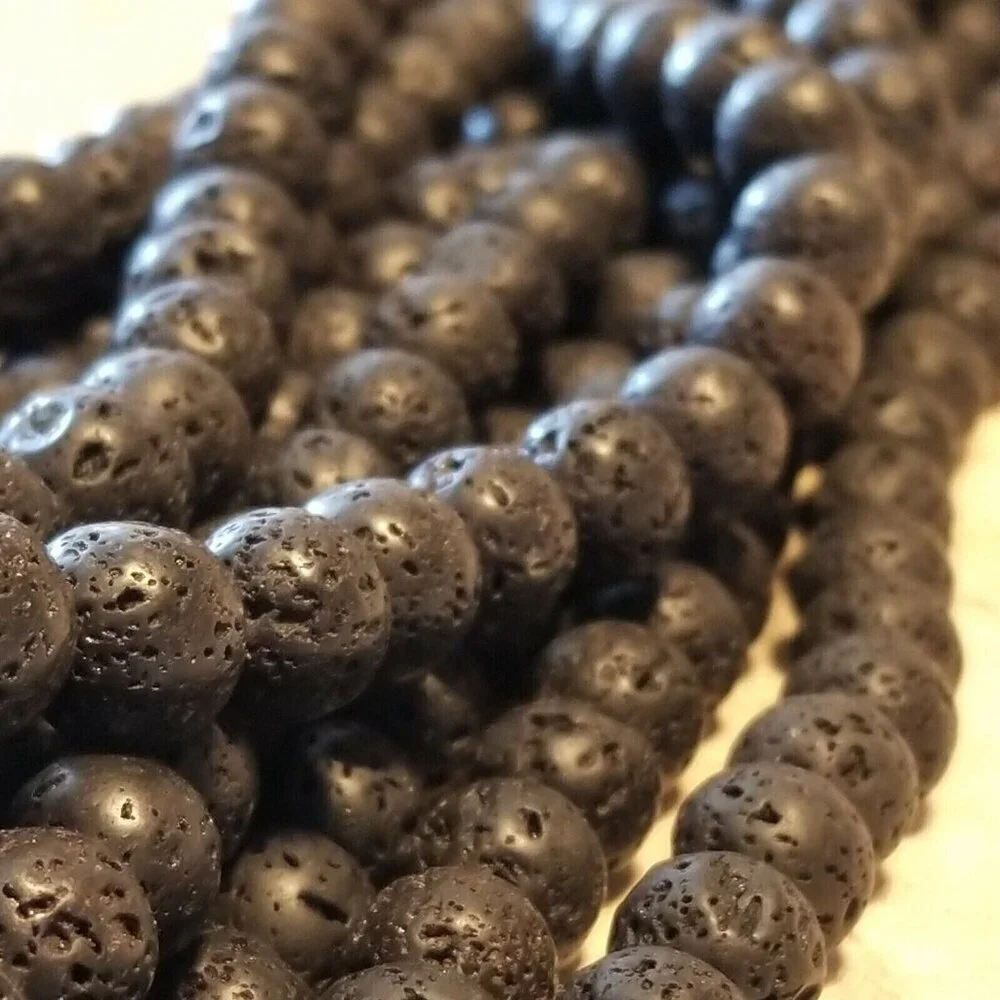 Volcanic Lava Natural Black Shades Rock Gemstone 10mm Round Beads 10 pcs